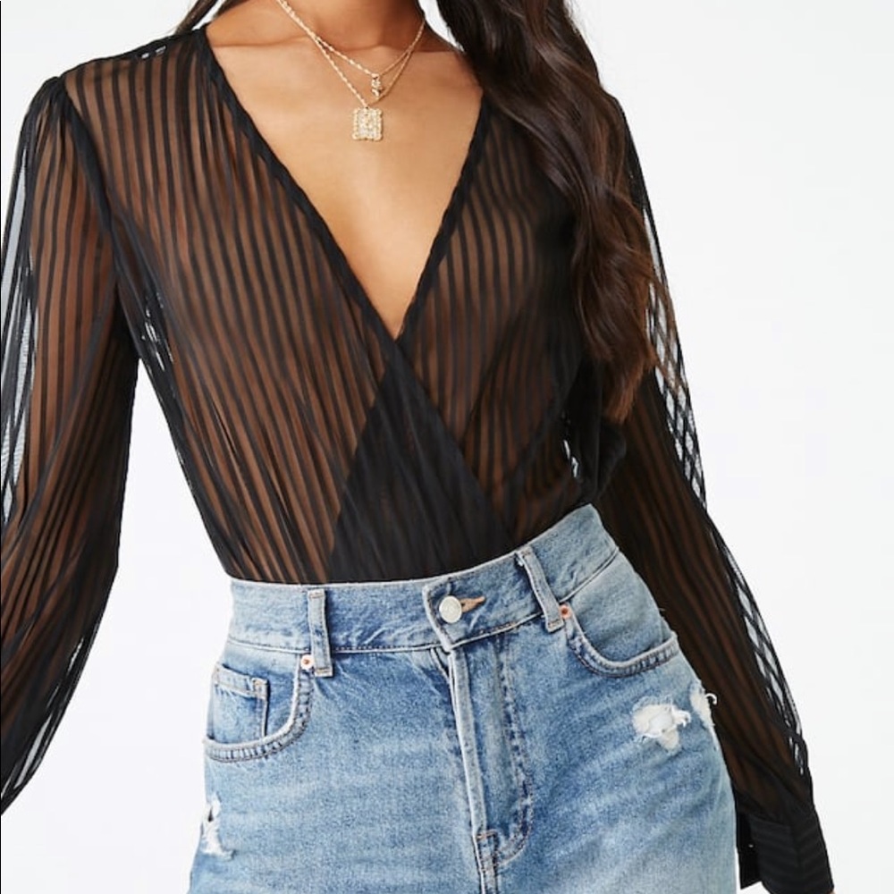 Sheer black bodysuit